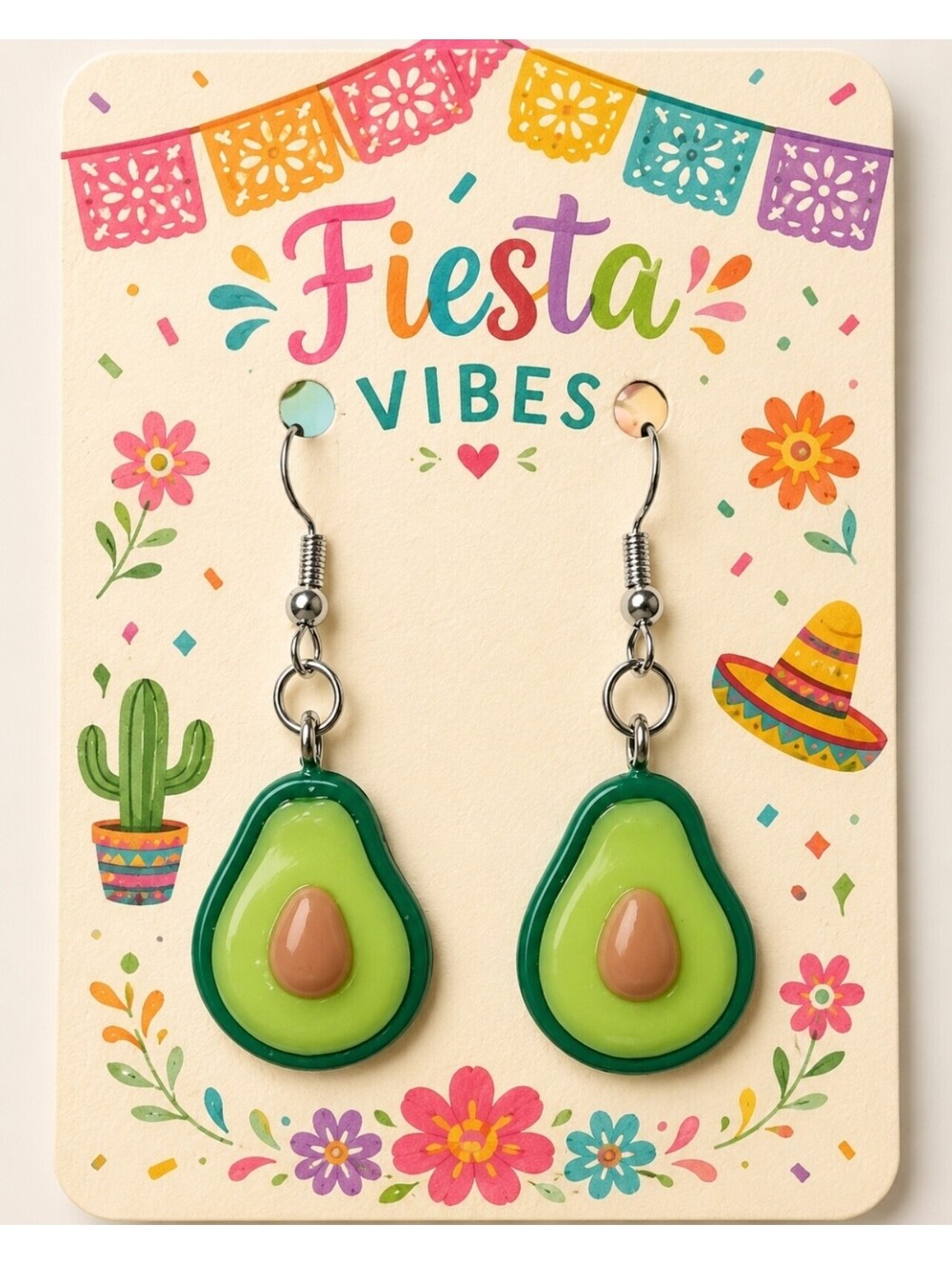 Fun Jewelry Yummy Avocado Guacamole Novelty Fiesta Earrings